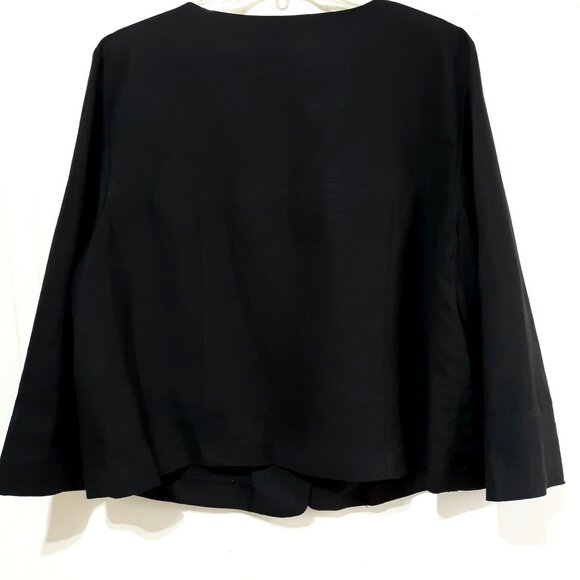 Larry Levine Black Linen Blend Womens Jacket XL Button Front Pockets Classic - Picture 4 of 6